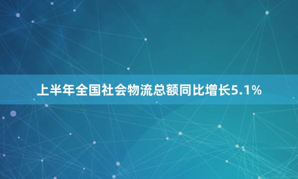 上半年全国社会物流总额同比增长5.1%