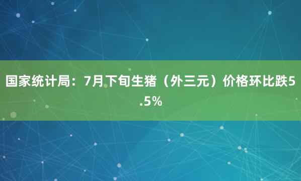 国家统计局：7月下旬生猪（外三元）价格环比跌5.5%