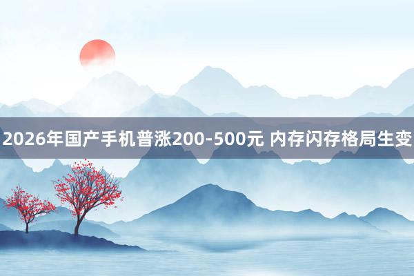 2026年国产手机普涨200-500元 内存闪存格局生变
