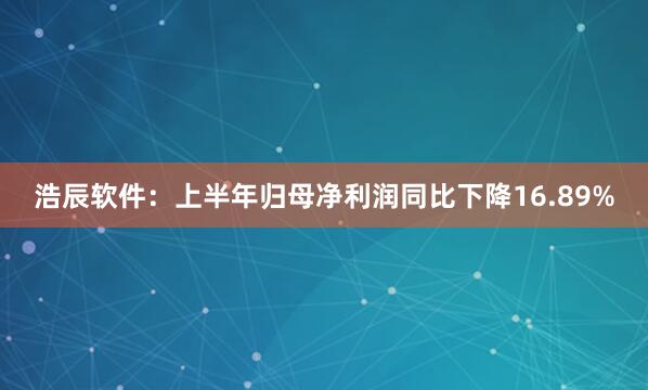 浩辰软件：上半年归母净利润同比下降16.89%
