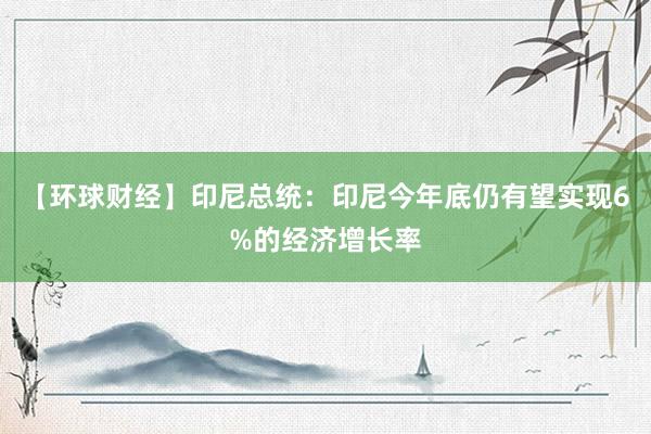 【环球财经】印尼总统：印尼今年底仍有望实现6%的经济增长率