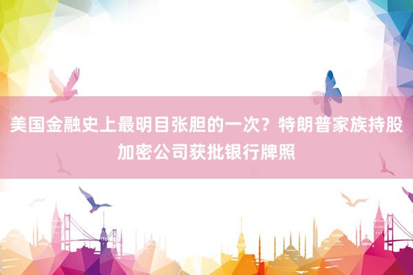 美国金融史上最明目张胆的一次？特朗普家族持股加密公司获批银行牌照