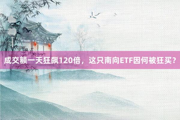 成交额一天狂飙120倍，这只南向ETF因何被狂买？