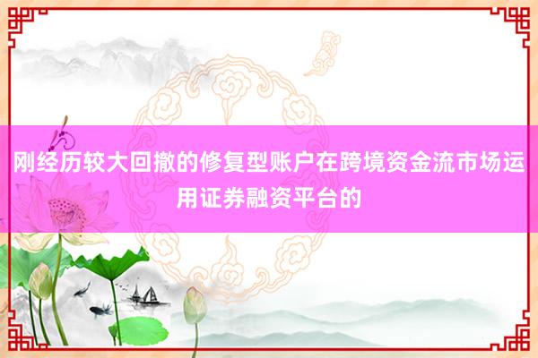 刚经历较大回撤的修复型账户在跨境资金流市场运用证券融资平台的
