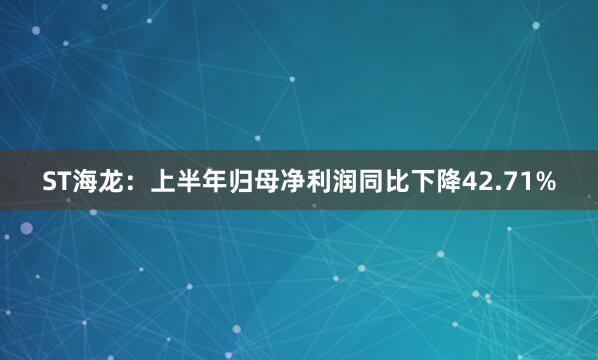 ST海龙：上半年归母净利润同比下降42.71%