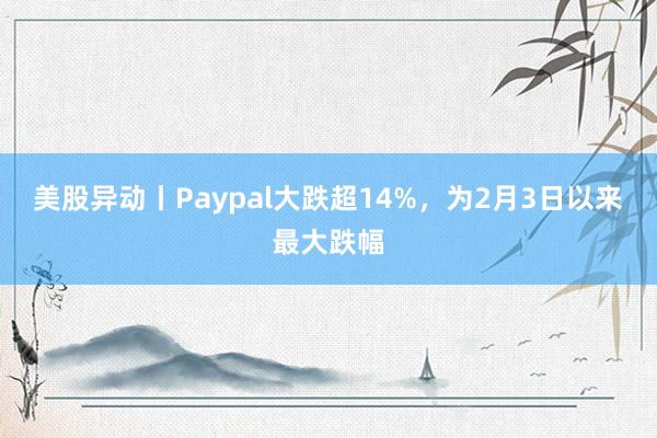 美股异动丨Paypal大跌超14%，为2月3日以来最大跌幅