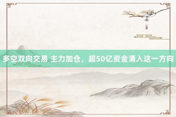 多空双向交易 主力加仓,超50亿资金涌入这一方向