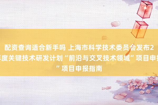 配资查询适合新手吗 上海市科学技术委员会发布2026年度关键技术研发计划“前沿与交叉技术领域”项目申报指南