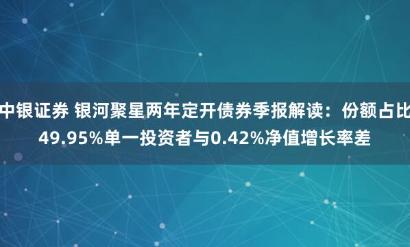中银证券 银河聚星两年定开债券季报解读：份额占比49.95%单一投资者与0.42%净值增长率差