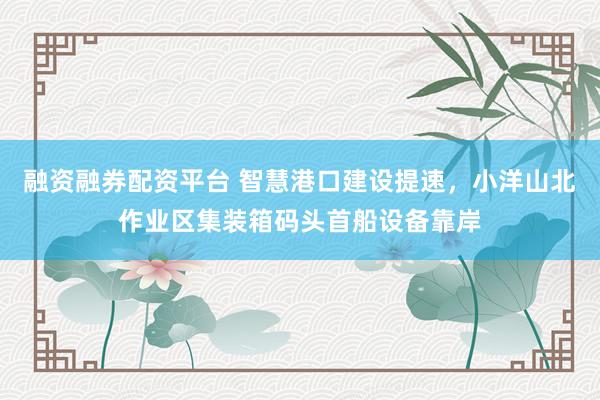 融资融券配资平台 智慧港口建设提速，小洋山北作业区集装箱码头首船设备靠岸