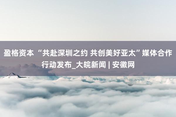 盈格资本 “共赴深圳之约 共创美好亚太”媒体合作行动发布_大皖新闻 | 安徽网