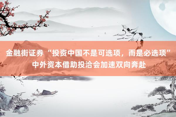 金融街证券 “投资中国不是可选项，而是必选项” 中外资本借助投洽会加速双向奔赴