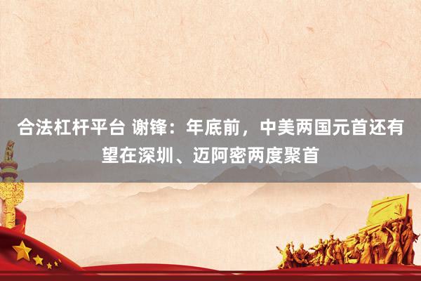 合法杠杆平台 谢锋：年底前，中美两国元首还有望在深圳、迈阿密两度聚首