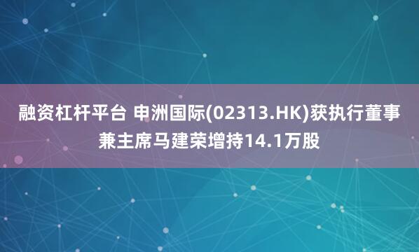 融资杠杆平台 申洲国际(02313.HK)获执行董事兼主席马建荣增持14.1万股