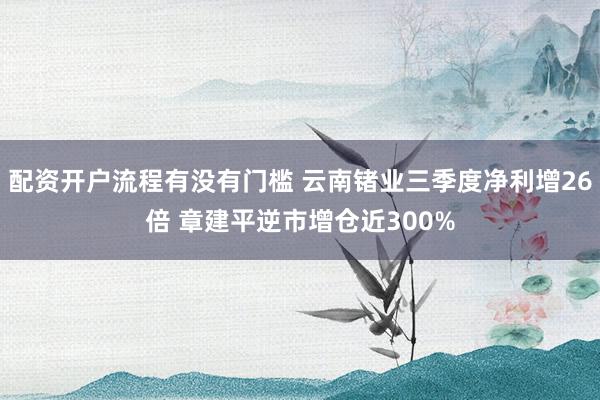 配资开户流程有没有门槛 云南锗业三季度净利增26倍 章建平逆市增仓近300%