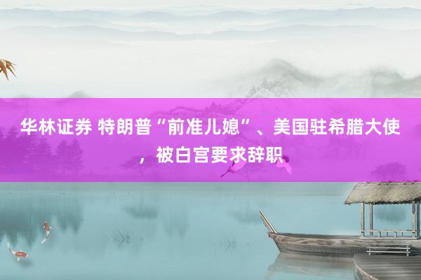 华林证券 特朗普“前准儿媳”、美国驻希腊大使，被白宫要求辞职