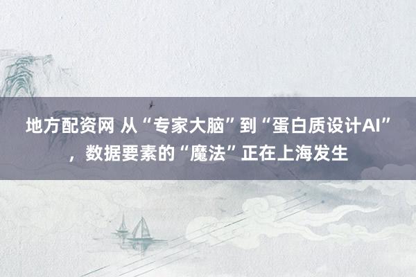 地方配资网 从“专家大脑”到“蛋白质设计AI”，数据要素的“魔法”正在上海发生